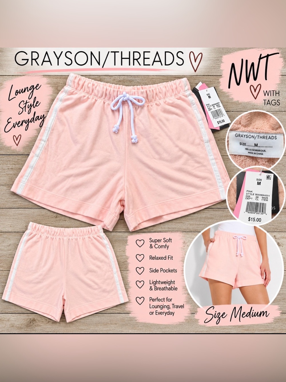 Grayson/Threads Pink Lounge Shorts – Size Medium – NWT